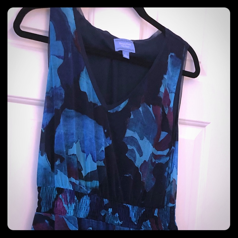Simply Vera L abstract print dress lined gathered